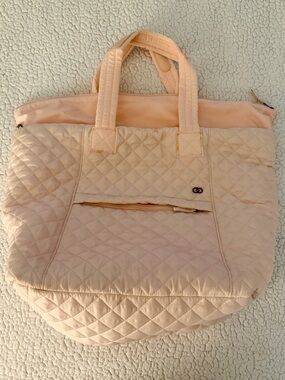 CALIA Stay the Path Quilted Nylon Laptop Tote Gym Travel Bag Blush Pink